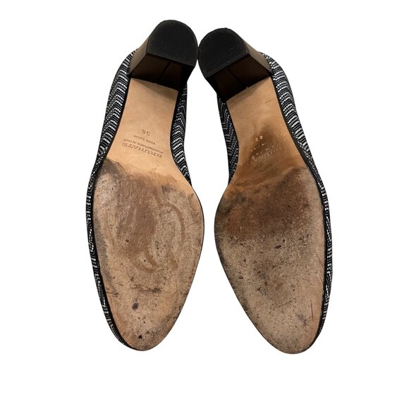 Brunate Womens Italian Made Black & White Chevron Heeled Pumps EU 38 US 7.5 Leat - Picture 5 of 11